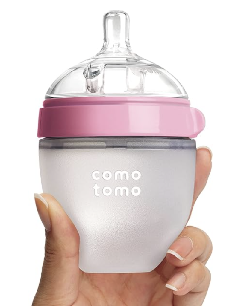 image of a pink Como Tomo baby bottle